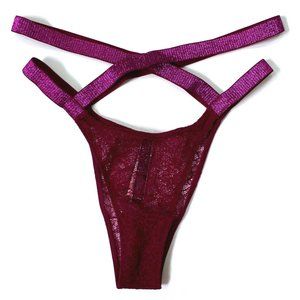Victoria's Secret Lace Metallic Strappy High-Cut Brazlian Panty Size XL
